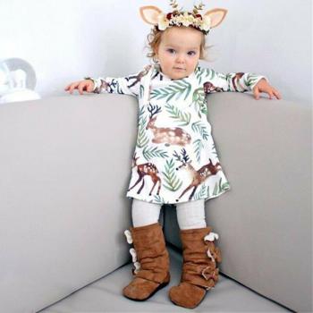 Vestido de Manga Larga Navideño para Niñas
