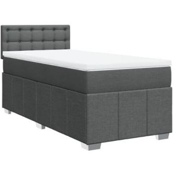 Giroletto a Molle con Materasso Grigio Scuro 100x200 cm Tessuto