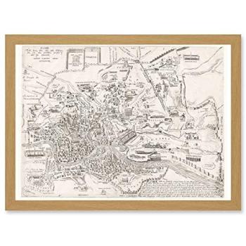 Light Oak Framed Map of Ancient Rome by Ligorio – 16th Century A4 Print