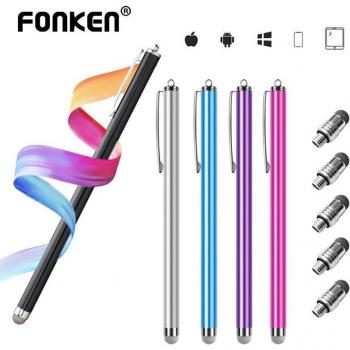 Fonken Stylus Pen per Tablet e Smartphone, Punta Sostituibile, Colore Nero