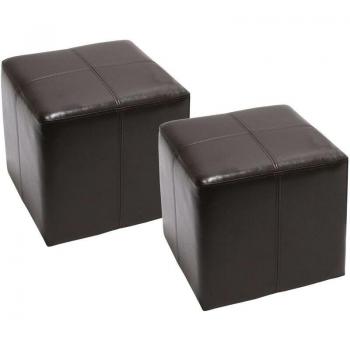 Tabouret en cuir marron Onex 36x36x36cm