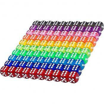 Dados de Cristal 6 Cara – Pack Familiar de 100