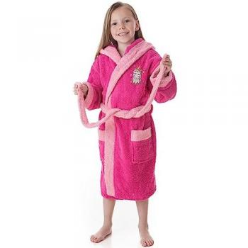 Albornoz Infantil Fucsia con Capucha y Bolsillos Sweet Dreams