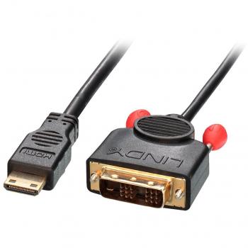Mini HDMI zu DVI Adapterkabel Lindy 41177, 2 m, Schwarz