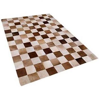 Tapis Cuir Patchwork Beige et Marron 140 x 200 cm