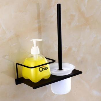 Gold-Plated Wall-Mount Toilet Brush Holder in Stainless Steel