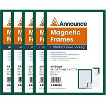 Announce Magnetic Frames A4 Green Pack of 5 AA07543