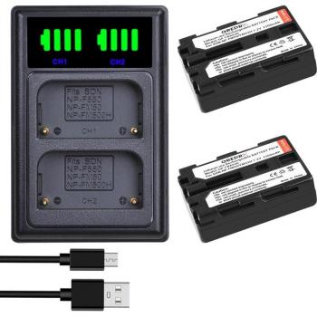 Pack de 3 Batteries NP-FM50 + Chargeur Double LED Type-C