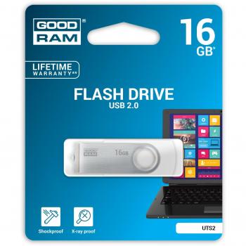 GoodRam UTS2 16 GB USB‑Stick (Silber/Weiß) – UTS2‑0160W0R11