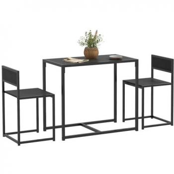 Modern Black Metal Frame Dining Trio