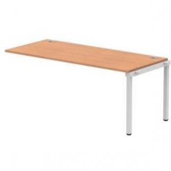 Silver Frame Office Bench Desk with Single Row and Extendable Surface