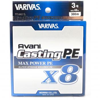 Varivas P.E. Lijn Avani Max Power Casting X8 300m P.E. 3 48lb Blanc