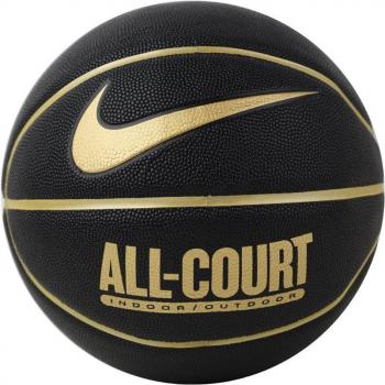 Ballon de basket Nike Everyday All Court 8P, noir unisexe, taille 7, dégonflé, couleur : Noir/Or métallisé