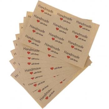120x Handgefertigte Etiketten mit Liebe Kraft Aufkleber