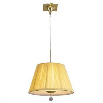 Siena Glow pendolo ottone lucido con paralume crema ambra + cristallo