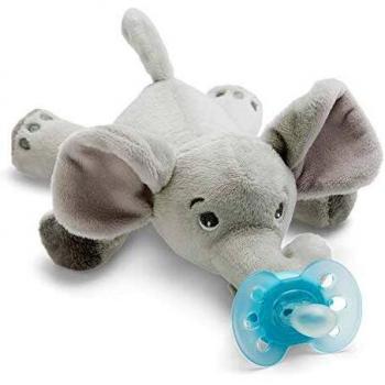Philips Avent – Peluche avec sucette ultra douce pour les bébés âgés de 0 Mois+, Éléphant (modèle SCF348/13)