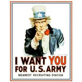 Cartel metálico vintage “¡Uncle Sam, reclúta tu servicio militar!” – 12.5” x 16”