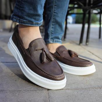 Chekich Scarpe Casual da Uomo Marroni in Pelle Artificiale CH127 40