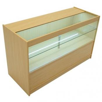 Mostrador 3 Estantes LED C1500, MDF Arce, Vidrio Templado