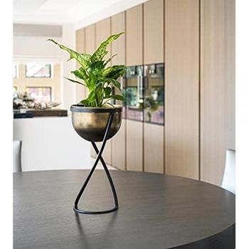 Kensington Brass Metal Round Plant Pot With Stand