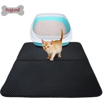 Cama de gato DogLemi, alfombra impermeable, doble capa para atrapar arena
