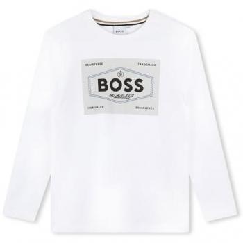 Boss Kidswear Langarmshirt BOSS KIDSWEAR Langarmshirt weiß mit Logo 8-16 Jahre