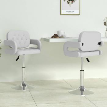 Sillas de comedor giratorias blancas 2 unidades de cuero sintético