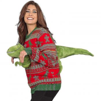 Jersey Navideño T-Rex 3D Rojo y Verde