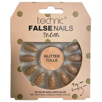 Uñas Falsas Stiletto de Brillo Tulle