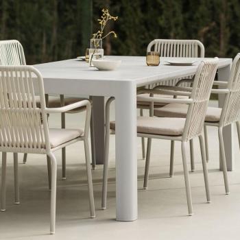 Arnadine Outdoor Collection: Tavolo Rettangolare + 6 Sedie Grigio Chiaro in Alluminio