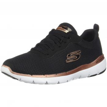 Skechers Flex Appeal 3.0, Zapatillas de Deporte para Mujer, Negro/Rosa Dorado, 35 EU
