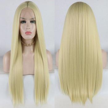 Peluca de Mujer Malla Frontal Yaki Rubio Miel, Bombshell sin Adhesivo