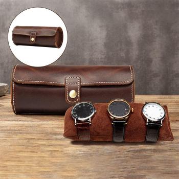 Coffee Leather Watch Roll for Smart Watches and Wristwatches