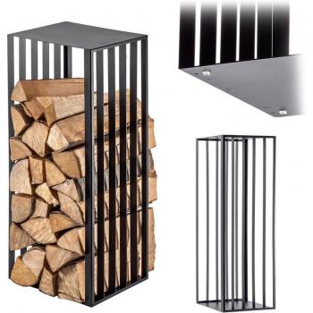Étagère à bois de chauffage en métal, noir