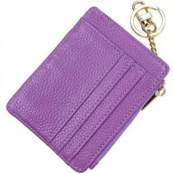 Ehsbuy Slim RFID Blocking Leather Wallet with Zipper Coin Purse for Women & Men