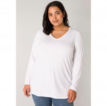 Base Level Curvy V-Ausschnitt Langarmshirt