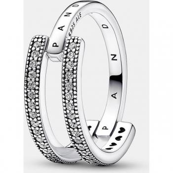 Pandora Damenring mit Pavé und Logo 192779C01 Silber