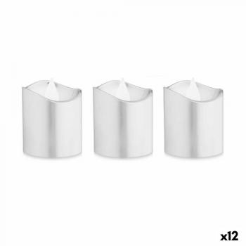 Set di Candele LED Argentate 3,7 x 3,7 x 5 cm (12 Pezzi)