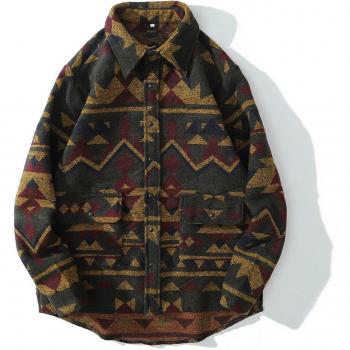 Camisa de Franela para Hombre, Cachemira, Estilo Retro, Abotonada, Manga Larga