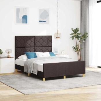 Lit vidaXL 140x190 cm marron foncé avec tête de lit