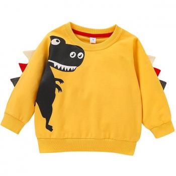 Unisex Yellow Long Sleeve Toddler Sweatshirt with Crocodile Design for Ages 0-4