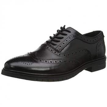 Hush Puppies Santiago Memory Foam Black Leather Lace-Up Oxford Shoes for Men