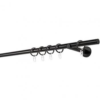 Gardinenstange MYDECO 20mm, 1-läufig, Wandträger 12cm, Größe 380cm, Schwarz