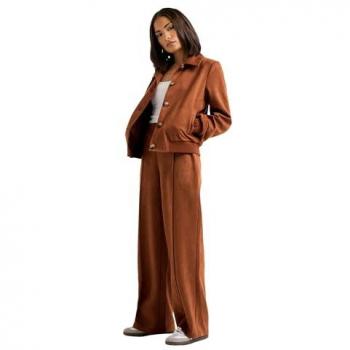 PixieGirl Petite Brown Suedette Collar Bomber – 8