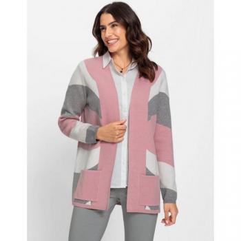 Langarm-Jacquardjacke in Rosa