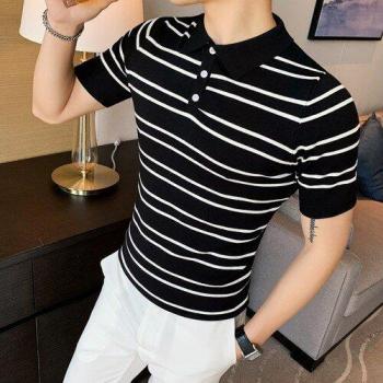 Camiseta de Negocios Rayada Hombre S‑3XL