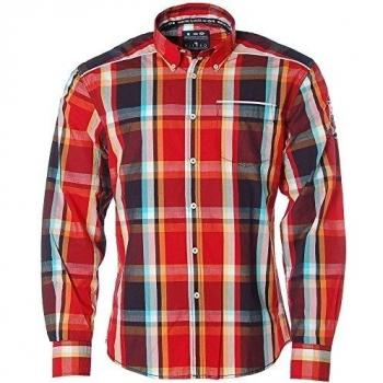 Camisa de Hombre Kitaro: Manga Larga y Botones – Rojo Treu, Talla M