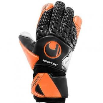 Uhlsport Herren Super Resist Goalkeeper Gloves, schwarz/Fluo orange/Weiß, 4