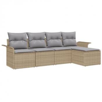 Arredo giardino: set di 5 divani con cuscini, colore beige polirato