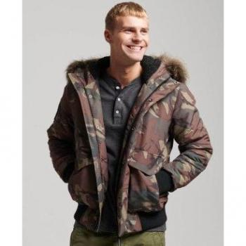 Superdry Herren Everest Bombersteppjacke mit Kapuze, Grün, Größe XXL